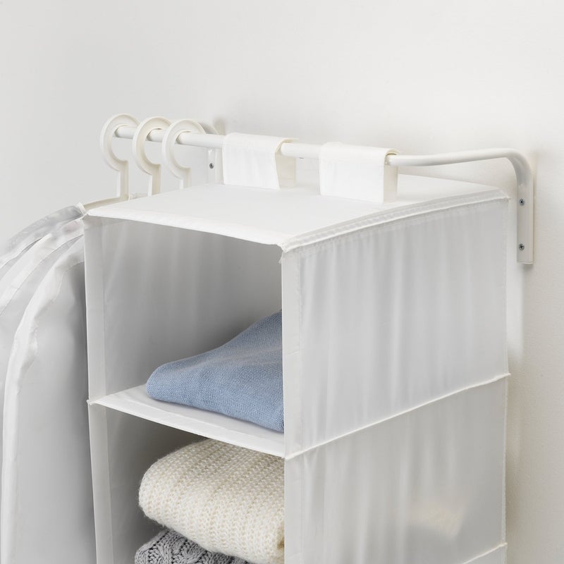 Mulig Wall-Mounted Clothes Bar, White Steel, Adjustable 60–90 cm - Image 5