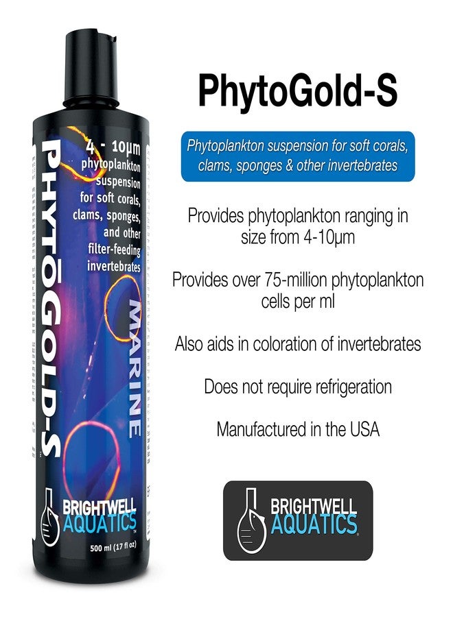 برايت ويل أكواتيكس برايتويل أكواتيكس فايتوجولد-إس - معلق سائل من العوالق النباتية للشعاب المرجانية الرخوة والمحار والإسفنج واللافقاريات الأخرى، 125 مل - Image 2