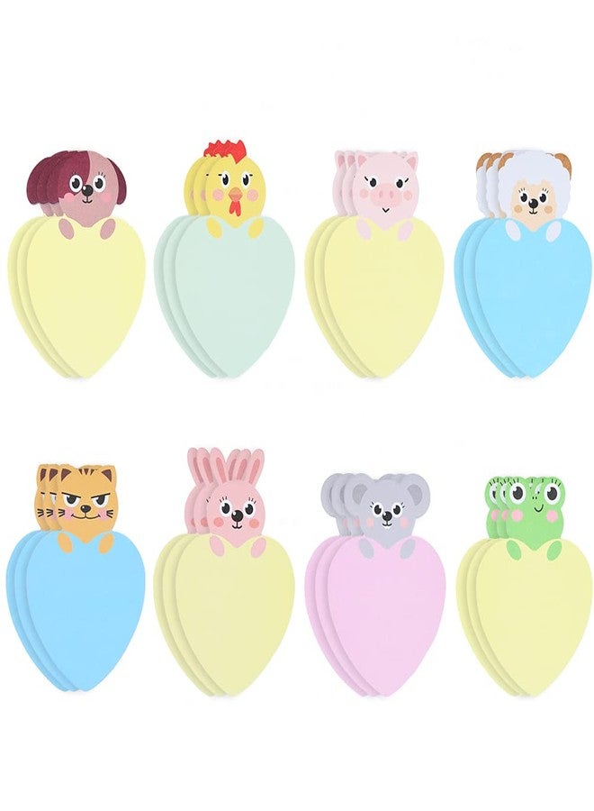 Unigift 24 Pack Cute Animal Sticky Notes,8 Patterns Cartoon Message Note Chicken, Mouse, Tiger, Puppy, Rabbit, Lamb, Pig, Frog Memo Note - Image 1