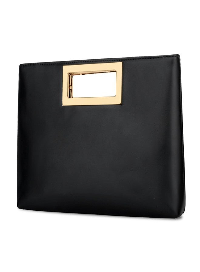 KKXIU Clutch Purse for Women Vegan Leather Evening Bag Formal Handbag for Wedding Party Prom Bridal (Black) - Image 2