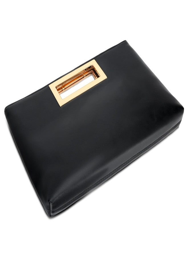 KKXIU Clutch Purse for Women Vegan Leather Evening Bag Formal Handbag for Wedding Party Prom Bridal (Black) - Image 4