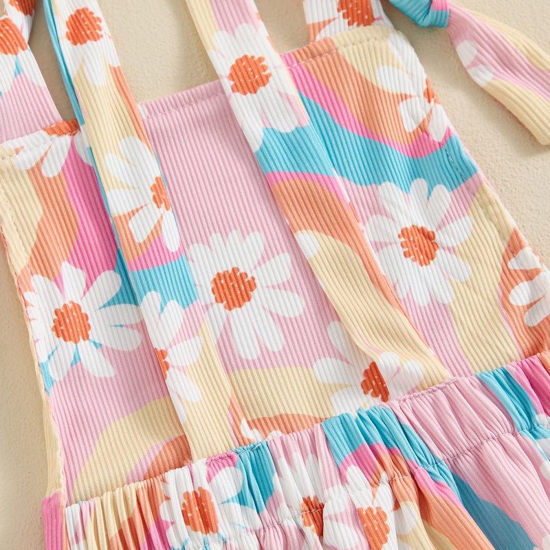 Lucikamy Toddler Baby Girl Bell Bottoms Romper Floral/Butterfly Overalls Suspender Flare Pants One Piece Strap Jumpsuit (A-Colorful, 2-3 Years) - Image 5