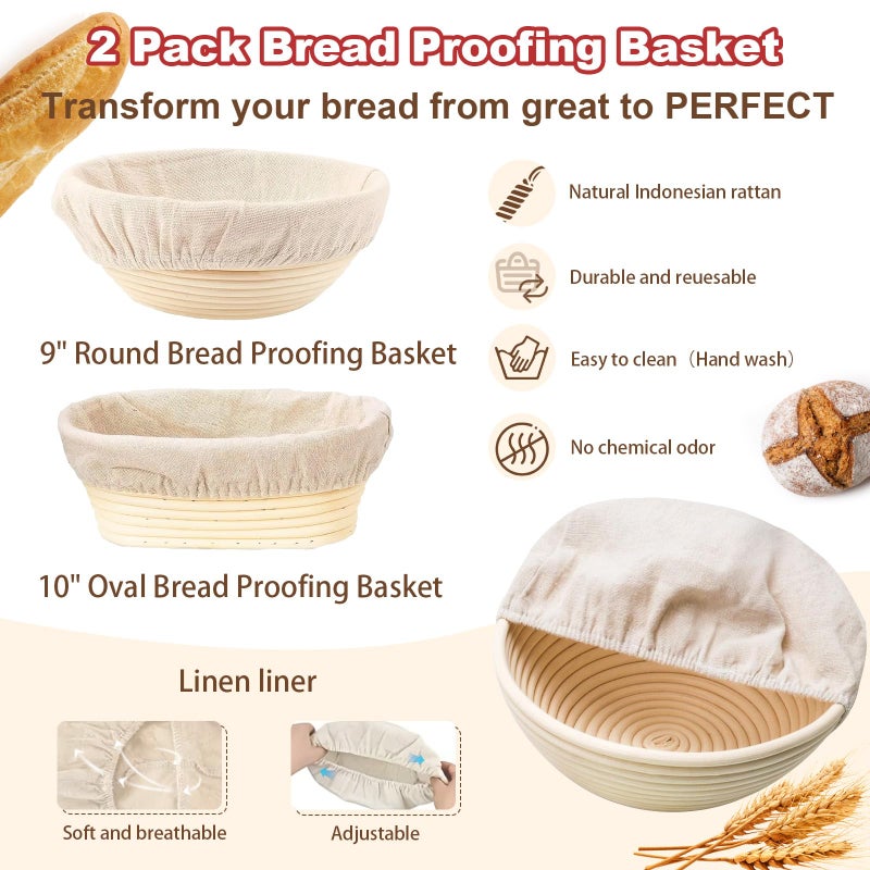 YONILL Sourdough Starter Kit with Scale, Glass Jar and Banneton Bread Proofing Basket - Complete Sourdough Bread Baking Supplies, Sour Dough Making Essentials Tools, Gift for Bakers Beiginner Women Wife Mom - Image 5