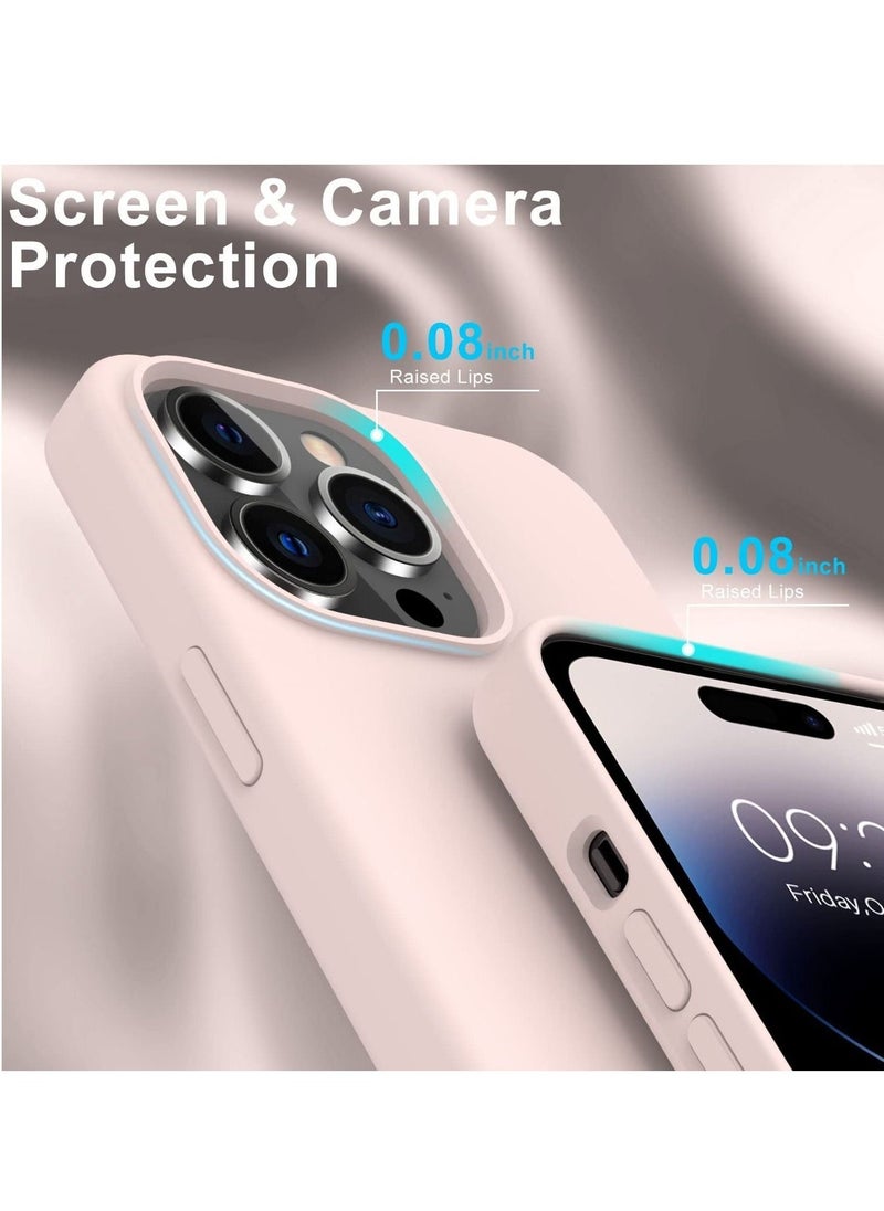 Raxoom iPhone 14 Pro Max Case with Screen Protector,Soft Flexible Silicone Gel Rubber Bumper Cover for Women Girls Slim Fit Shockproof Protective Phone Case for iPhone 14 Pro Max 6.7" Light Pink - Image 2