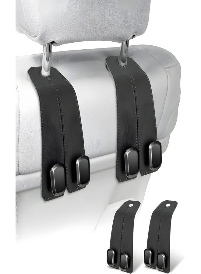 CLOTIX Car Headrest Hook for Bags - Leather Car Seat Hook for Bags & Purse, Back Seat Hanger for Handbag, Shopping & Grocery Bags, Universal Fit (Black, Pack of 2) - Image 1