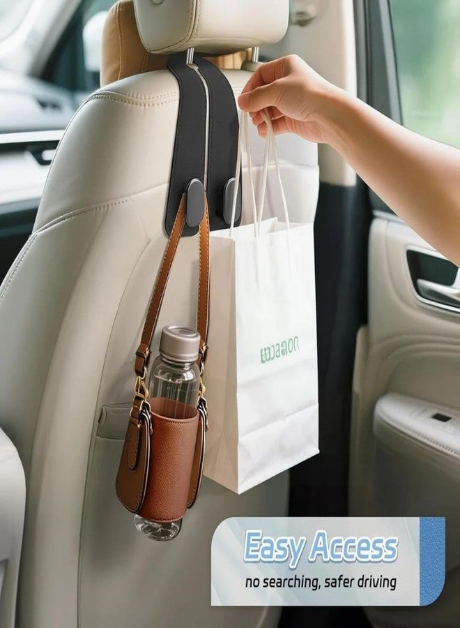 CLOTIX Car Headrest Hook for Bags - Leather Car Seat Hook for Bags & Purse, Back Seat Hanger for Handbag, Shopping & Grocery Bags, Universal Fit (Black, Pack of 2) - Image 5