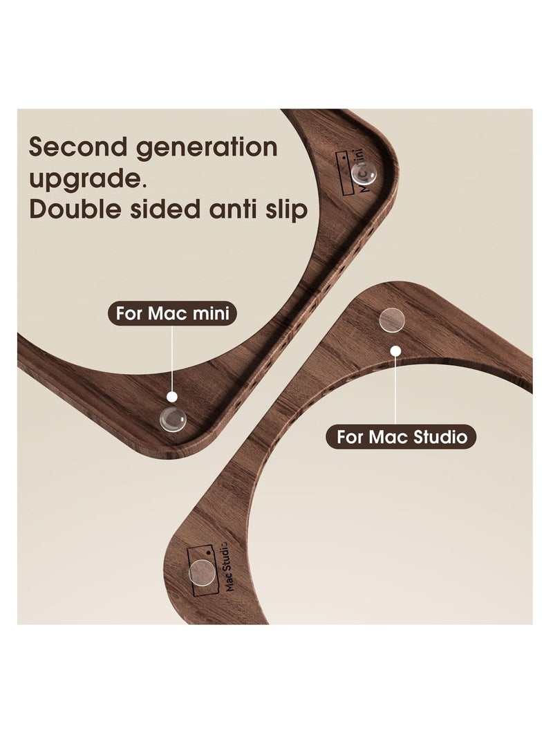 Black Walnut Desktop Stand for Mac Mini And Mac Studio, Heat Dissipation And Dust Proof Base, Dustproof Cooling Heat Disspation Mount, for Mac Mini M1 M2 Host Accessories - Image 2
