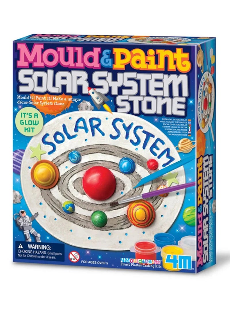 4M Mould & Paint Solar System Stone Kit – Craft a Glow-in-the-Dark Stepping Stone Featuring Planets & Stars – Includes Plaster, Paints, Carving Tool & Coating | 00-04805 - Image 1