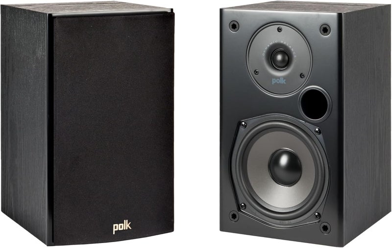 Polk Audio T15 Bookshelf Speakers, Speaker System for Home Cinema Sound System, 0.75'' Tweeter & 5.25 Dynamic Balance Driver, Wall Mountable, Dolby & DTS - Black, wired - Image 1