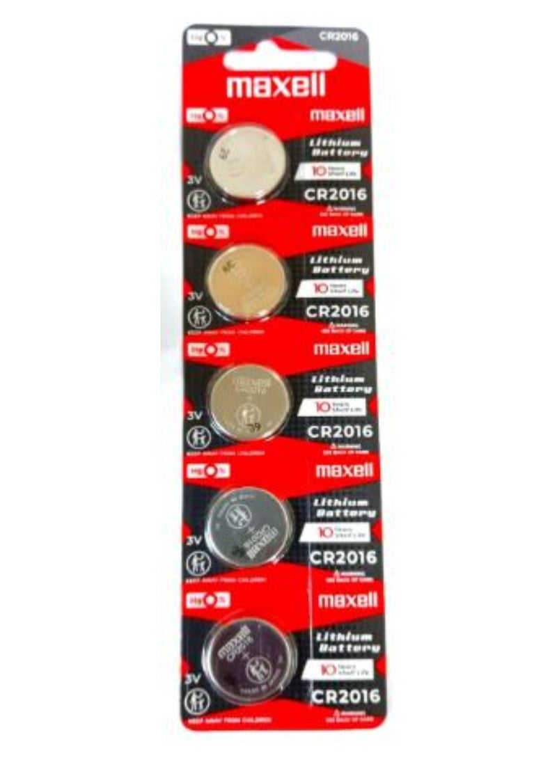 ماكسل 5 قطع بطاريات ليثيوم ماكسيل CR2016 يابانية 3 فولت