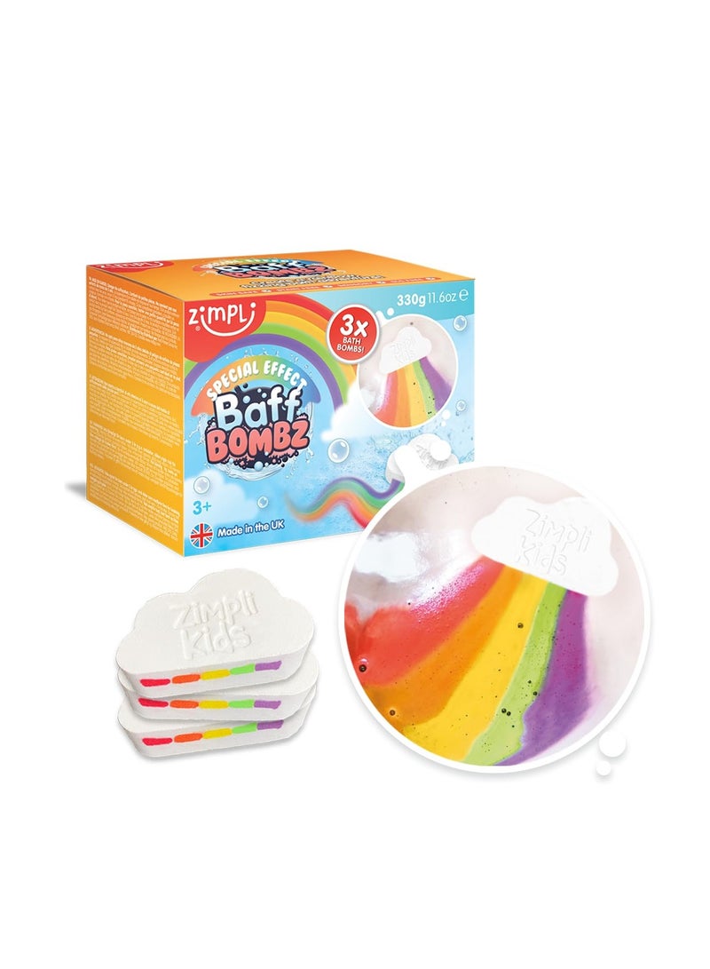 Zimpli Kids 3 x Large Cloud Rainbow Bath Bombs from, Special Effect Bath Bombs for Children, Handmade Bubble Bath Fizzies Gift Set, Organic Moisturising Vegan Friendly and Cruelty Free  - Image 1