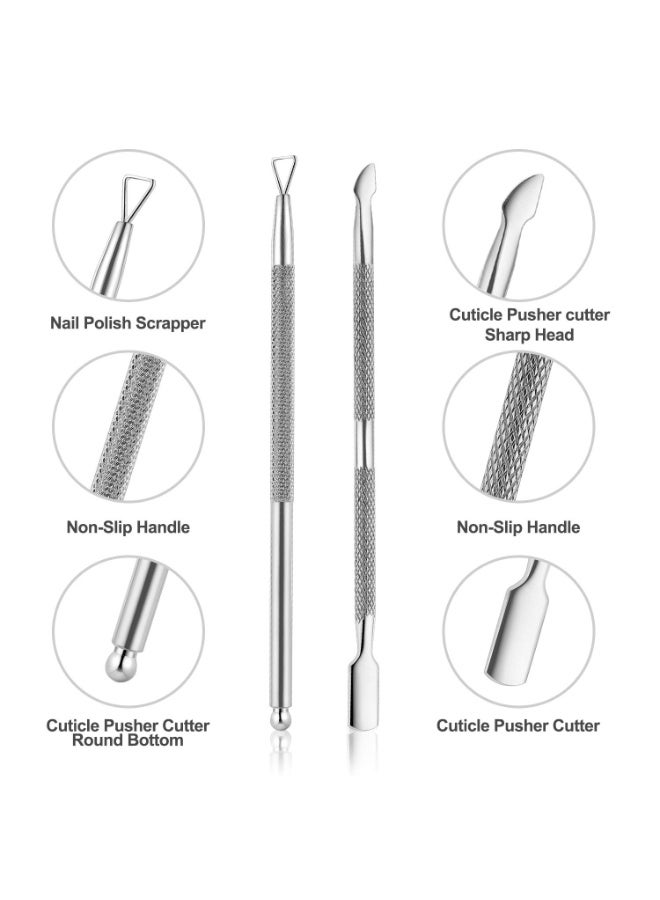 Fanski Cuticle Trimmer with Cuticle Pusher and Cutter, Professional Stainless Steel Nippers, Cutter Clippers, Cuticle Remover, Pedicure Manicure Tools for Fingernails and Toenails, Sliver - Image 3