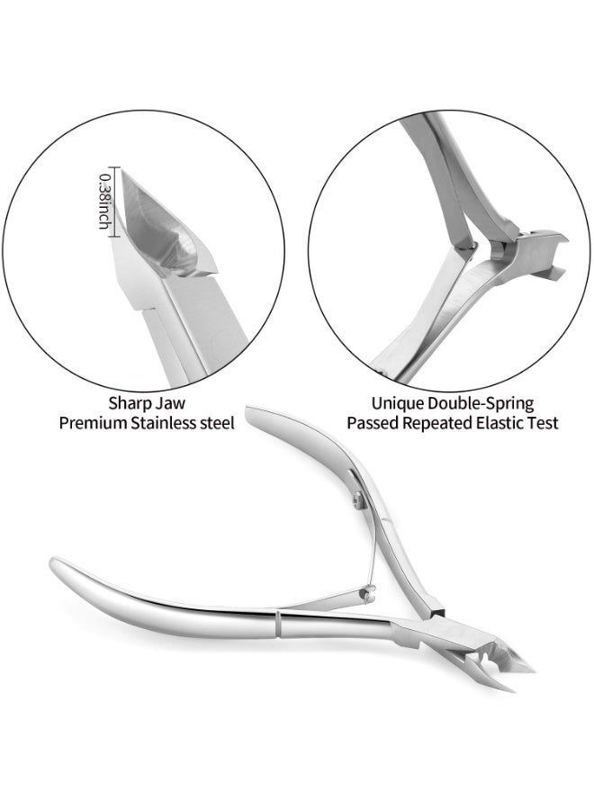 Fanski Cuticle Trimmer with Cuticle Pusher and Cutter, Professional Stainless Steel Nippers, Cutter Clippers, Cuticle Remover, Pedicure Manicure Tools for Fingernails and Toenails, Sliver - Image 2