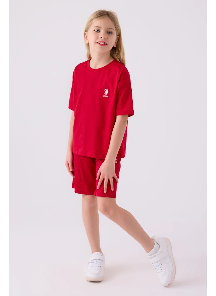 يو اس بولو اسن Girls Red Bermuda Set