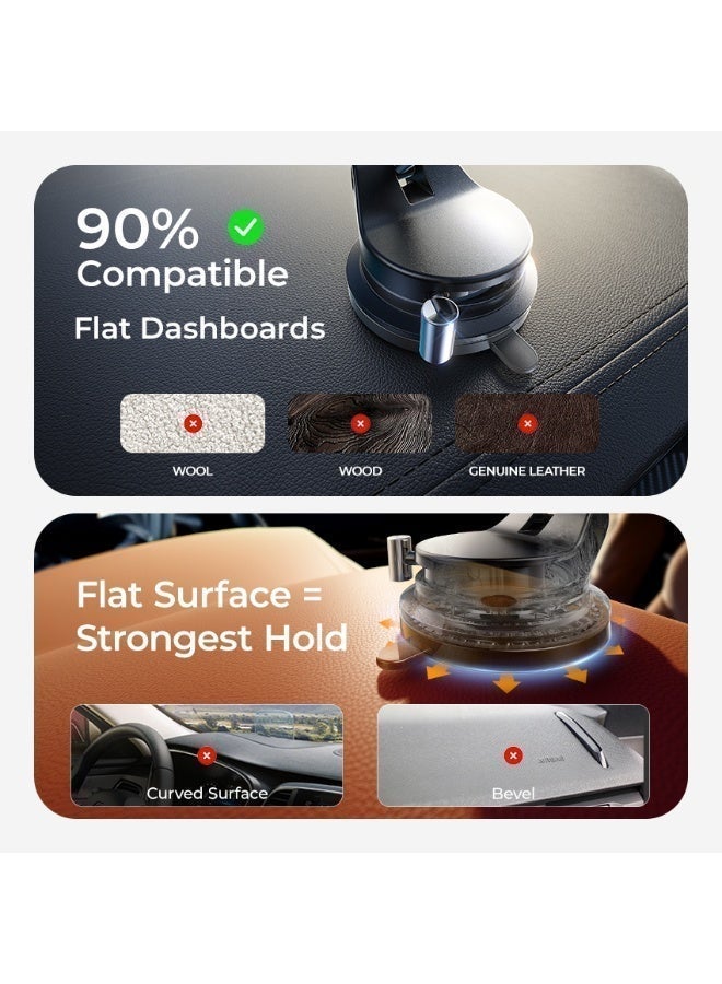 ليسن حامل هاتف السيارة MagSafe من LISEN، حامل مغناطيسي للسيارة مزود بكوب شفط قوي، دوران 360 درجة، ذراع معدني قابل للطي، حامل هاتف للوحة القيادة والزجاج الأمامي، متوافق مع سلسلة iPhone 17/16/15، وSamsung Galaxy S26 Ultra، أسود - Image 5