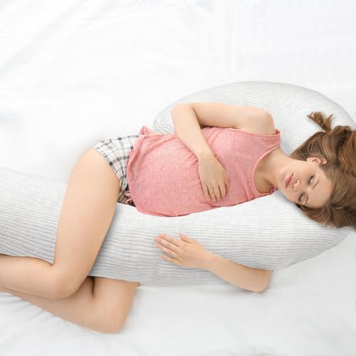 SCHNAUZER HOME Body Pillow for Adults - Soft Long Bed Pillows Insert for Sleeping - Shredded Memory Foam & Removable Washable Cover - Swan Shaped Pregnancy Side Sleeper Pillow 49 Inch (Grey) - Image 3