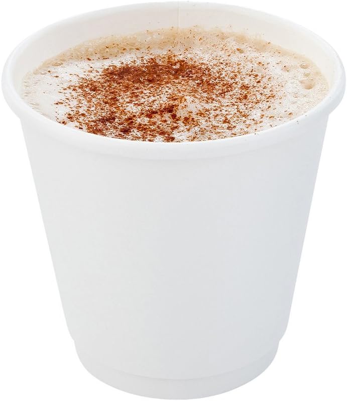 Restaurantware 8 Ounce Disposable Coffee Cups 500 Double Wall Hot Cups For Coffee - Lids Sold Separately Rippled Wall White Paper Insulated Coffee Cups For Coffee Hot Chocolate Tea And More - Image 1