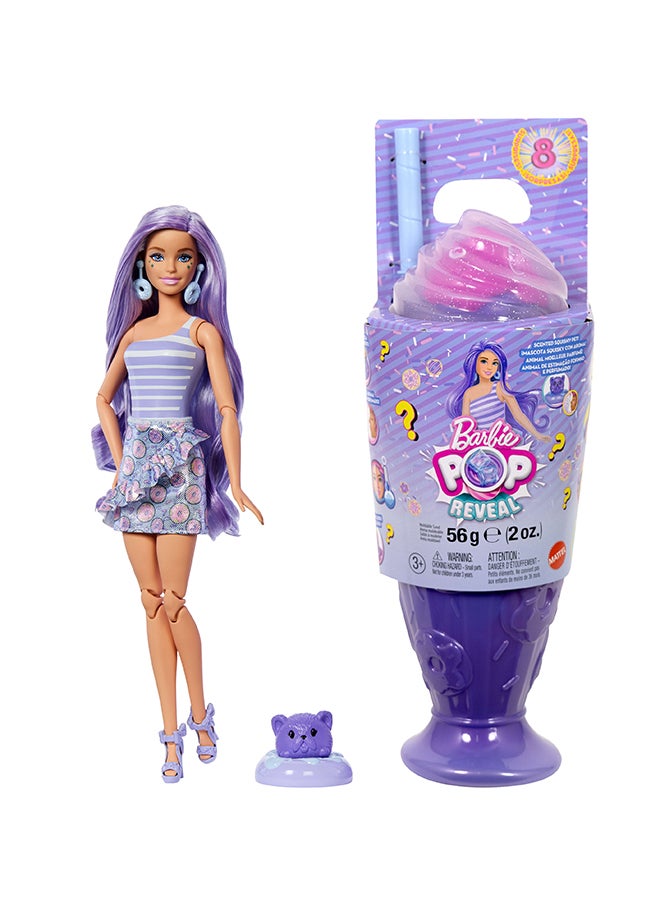 Barbie Pop Reveal Series Fashion Doll & Accessories Set, Treat Series, Donut Dreams Theme With Pet, 8 Surprises Include Color Change - Image 1