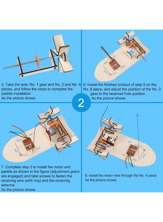 DIY Boat Model Material Set Wood Boat Building Kit 3D Assemble Wooden Paddle Steamer Creative Teaching Educational Science - Image 2