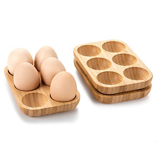 Soulvinee Wooden Egg Holder Egg Storage Box Wooden Egg Holder Tray Egg Display Stand For Countertop kitchen 6 Holes - Image 1