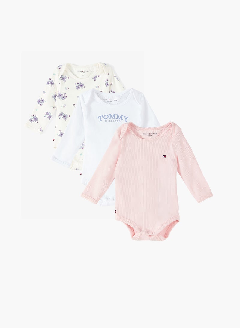 TOMMY HILFIGER Kids 3 Pack Monotype Aop Bodysuit - Image 1