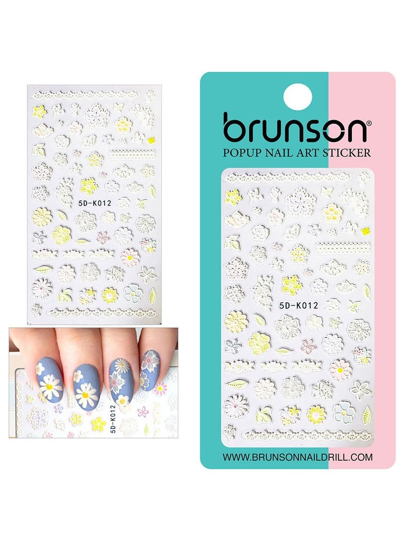 brunson Flower Nail Art Sticker Decals 5d Exquisite Embossed Nail Art Supplies Self Adhesive Nail Art Decoration 