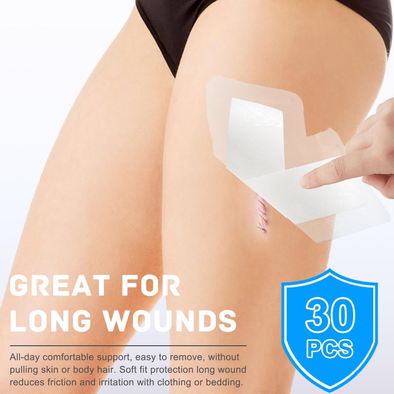 luanerl 30 Pack 4"x14" Waterproof Adhesive Island Dressing for Post-Surgery Recovery | Sterile Bordered Gauze Bandages with Non-Stick Pad for Knee/Hip Replacement, Surgical Incision Care & Shower Protection - Image 2