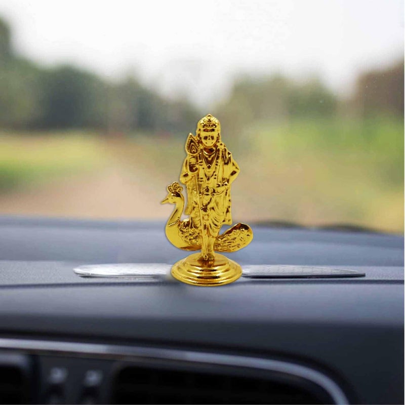 Spillbox Car Dashboard Murugan Idol Karthikeyan with Peacock and vel AccessoriesCar Dashboard Interior Perfect for Gifting Decorative Showpiece for Home and Office Mini Murugan Idol