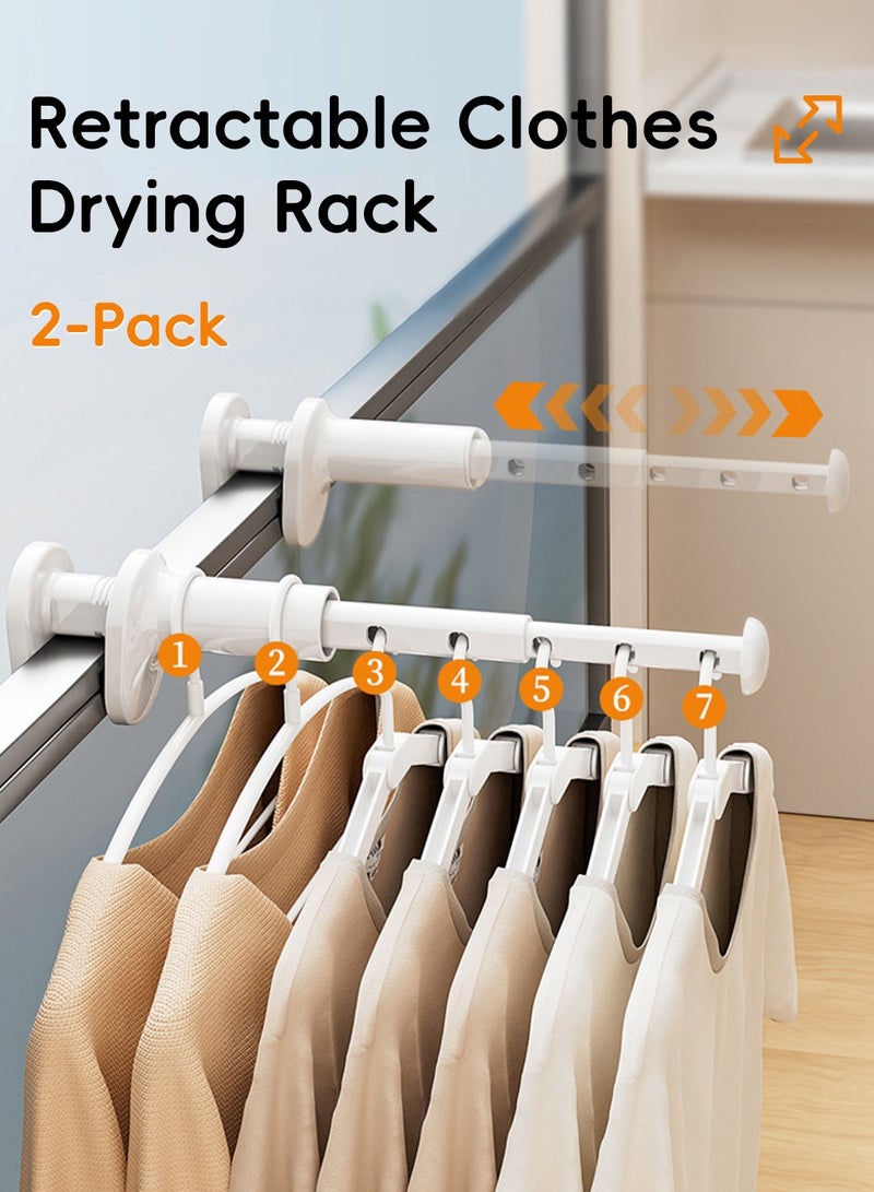 2 Pcs Portable Clothes Dryer Stand, Clip-On Cloth Drying Rack, Retractable Cloth Hooks, Multi-Function Clothes Organizer Stand, Portable Folding Clothes Rack, Adjustable Laundry Drying Stand, Space-Saving Cloth Dryer, Compact and Durable Hanging Clothes Rack, Innovative Balcony Design for Apartment, Dormitory, Bathroom, Camping and Travel - Image 1