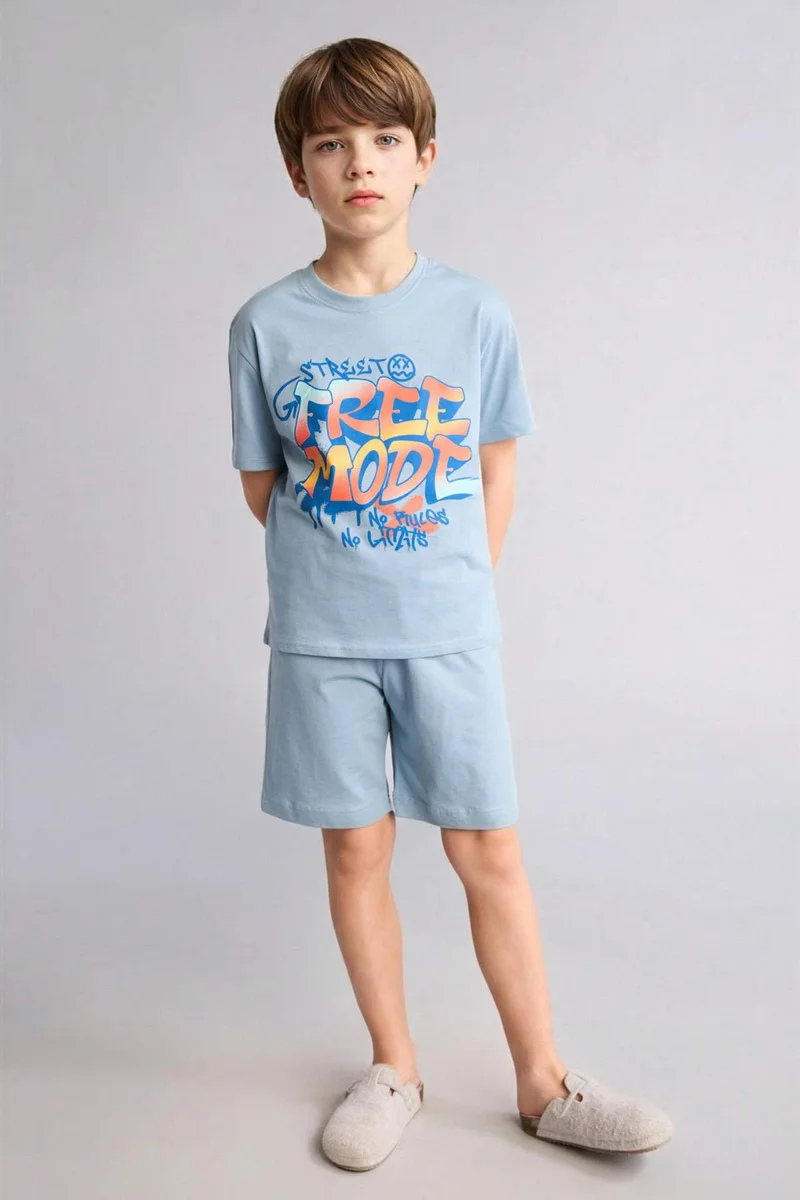 ديفاكتو Boy 2 piece Regular Fit Printed Knitted Pyjamas