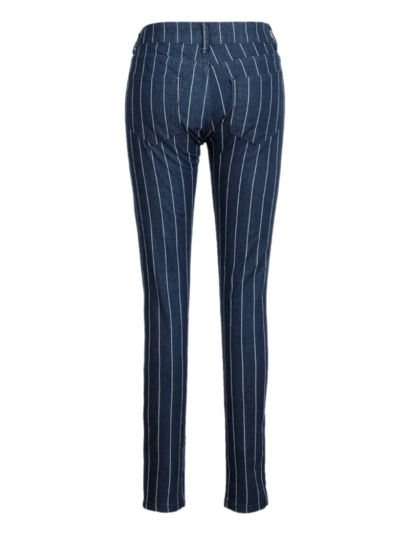 London Rag Striped Skinny Jeans in Dark Blue