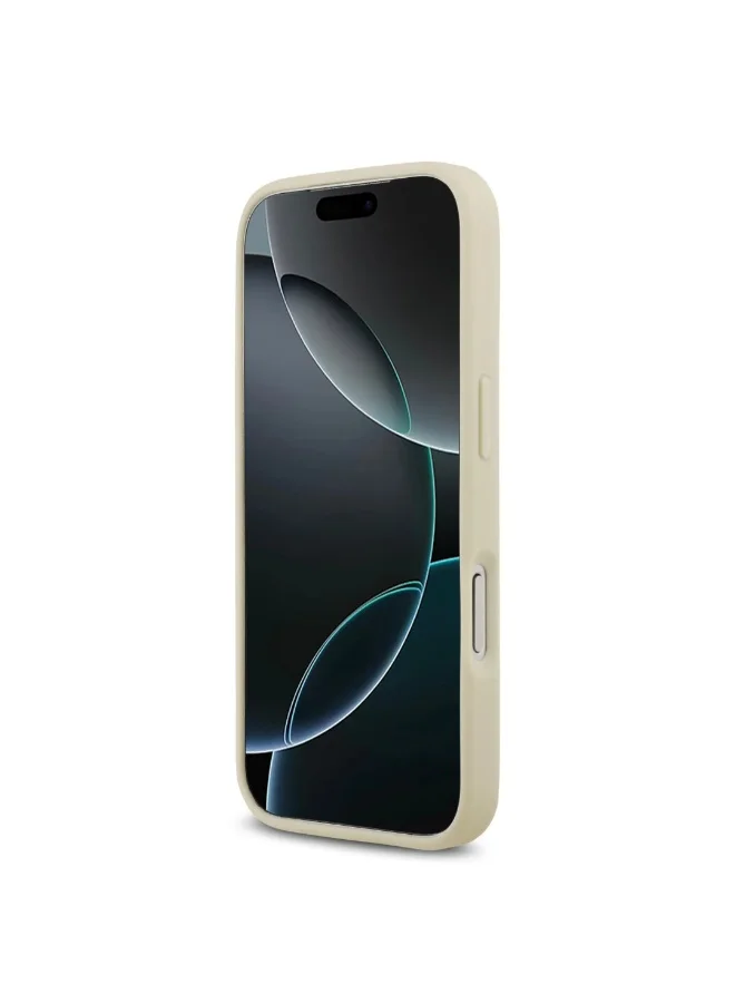 كارل لاغرفيلد جراب MagSafe لهاتف iPhone 17 Pro / غطاء خلفي من جلد البولي يوريثان ملفوف بالكامل مع Carl Grain - بيج
