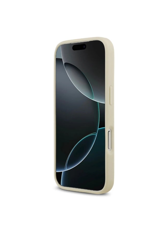 كارل لاغرفيلد حافظة ماج لآيفون17  برو  غطاء خلفي جلدي بولي يوريثان مغلف بالكامل بحبيبات كارل - بيج - Image 3