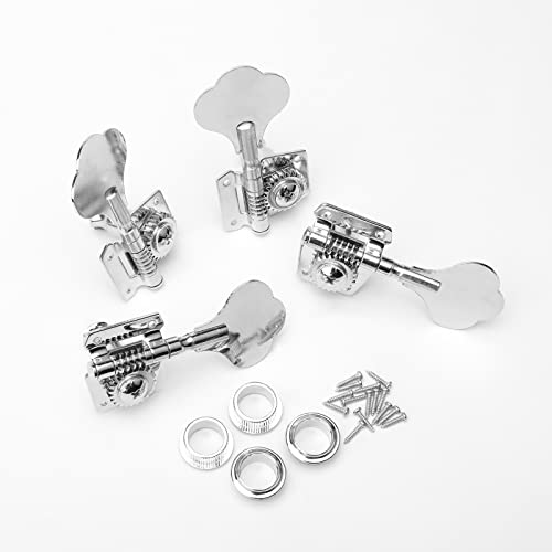 Swhmc 4R Open Electric Guitar Bass Tuners Guitar Tuning Key Pegs Machine Head Replacement for Electric Jazz Bass or Precision Instruments (Chrome, 4R) - Image 2
