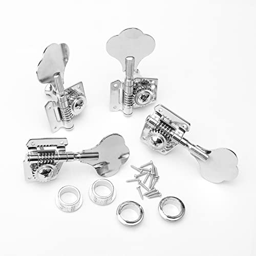 Swhmc 4R Open Electric Guitar Bass Tuners Guitar Tuning Key Pegs Machine Head Replacement for Electric Jazz Bass or Precision Instruments (Chrome, 4R) - Image 5