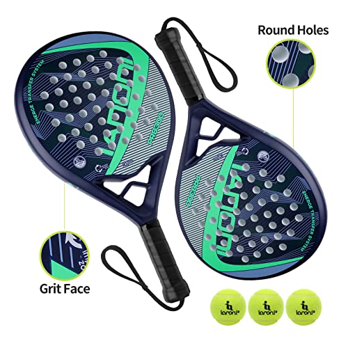 ianoni Paddle Tennis Racket Carbon Fiber Surface with EVA Memory Flex Foam Core POP Padle Racquts (T-PR8300-BLUE) - Image 3