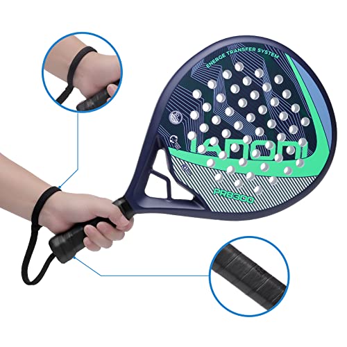 ianoni Paddle Tennis Racket Carbon Fiber Surface with EVA Memory Flex Foam Core POP Padle Racquts (T-PR8300-BLUE) - Image 5