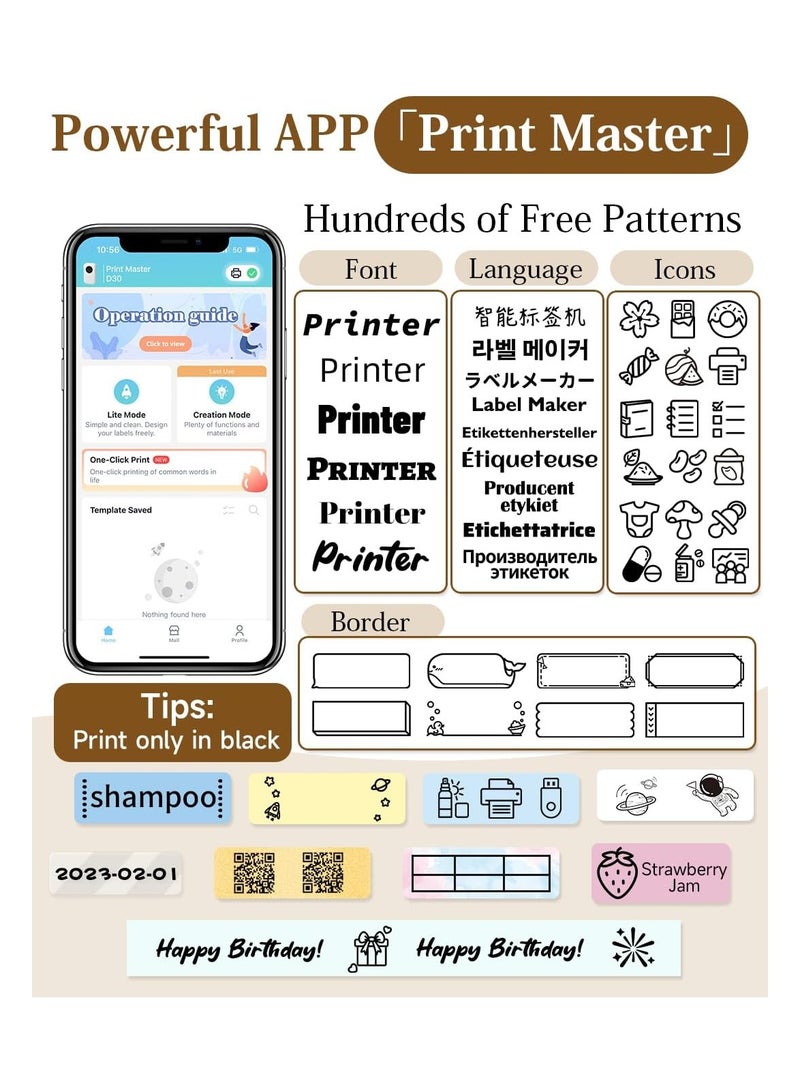 Phomemo D30 Label Maker, Bluetooth Portable Labeler, USB Rechargeable, Phone Compatible, white - Image 3