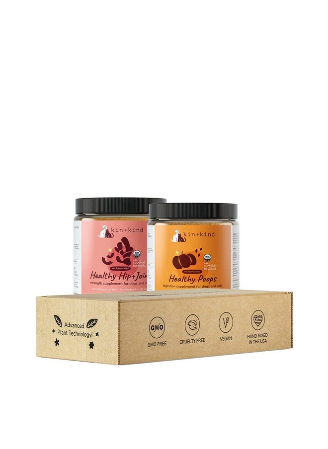 Kin+Kind - kin+kind Organic Fiber for Healthy Poops + Organic Hip and Joint Supplement for Dogs and Cats - Prebiotics for Dogs - Fiber for Dogs - Dog Stool Softener - Gut Health for Dogs - No Scoot for Dogs - Image 1