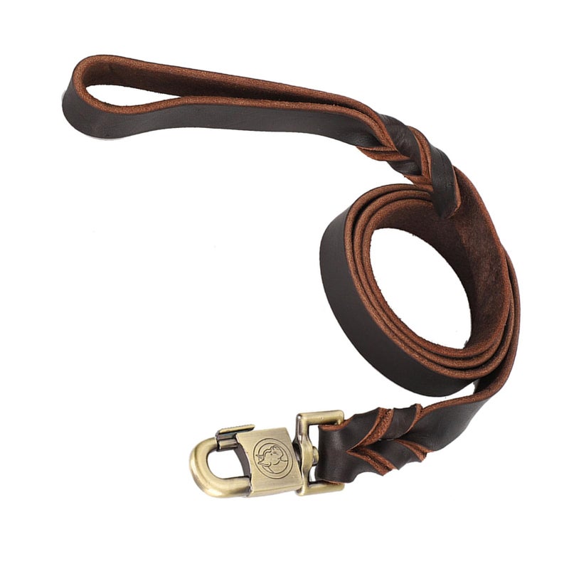 Durable Soft Braided Leather Dog Leash 2 5cm Width 150cm Length For Medium Large Dogs - Image 3