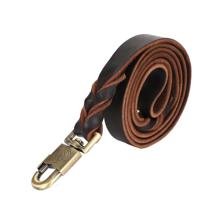 Durable Soft Braided Leather Dog Leash 2 5cm Width 150cm Length For Medium Large Dogs - Image 2