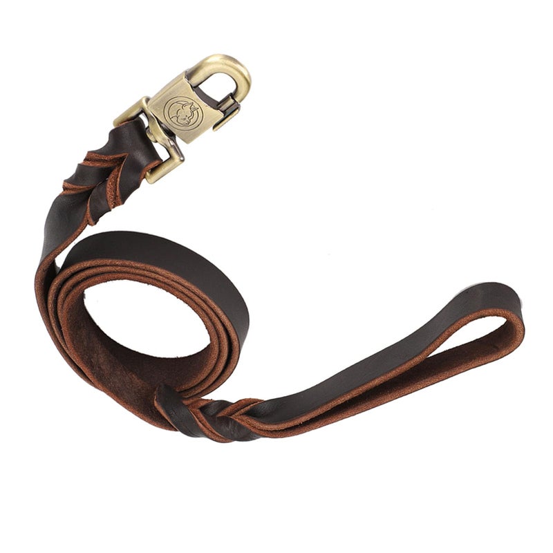 Durable Soft Braided Leather Dog Leash 2 5cm Width 150cm Length For Medium Large Dogs - Image 4