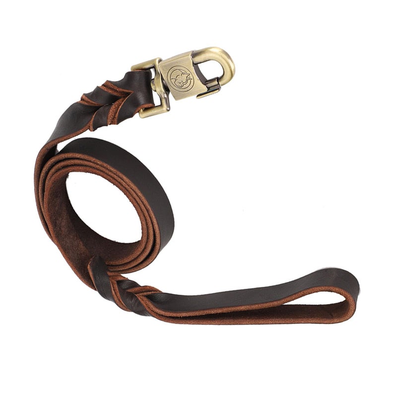Durable Soft Braided Leather Dog Leash 2 5cm Width 150cm Length For Medium Large Dogs - Image 5