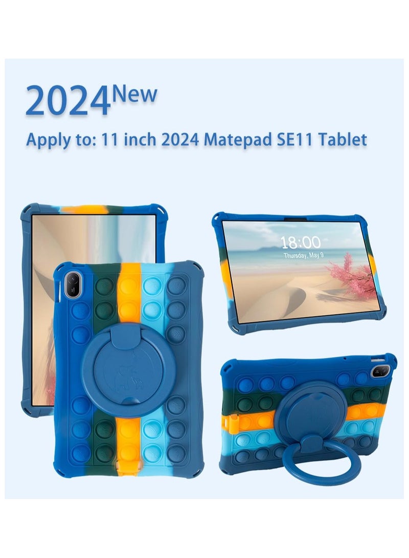 متوافق مع هواوي ماتي باد SE 11 بوصة 2024 أطفال سيليكون لينة 360 درجة دوار عصابة حامل الغطاء ، حزام ( الوردي ) - Image 5