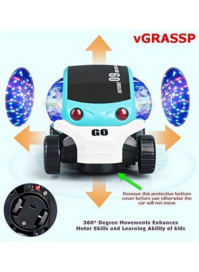 vGRASSP Plastic 360 Degree Rotating Stunt Car Toy For Kidsbump And Go Action With 4D Lights And Music Multi - Image 3