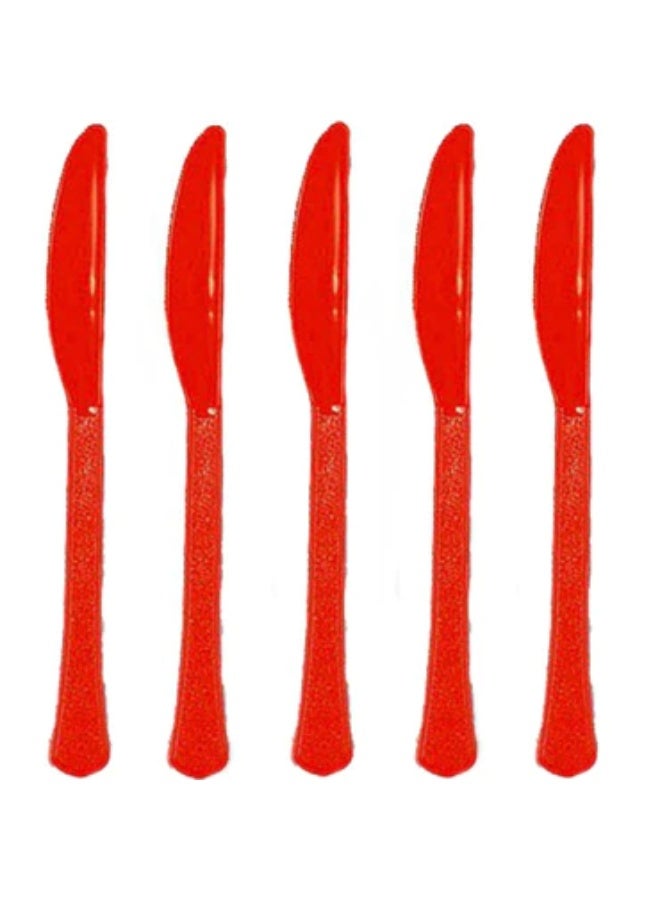 Apple Red Plastic Knives - 20 pcs