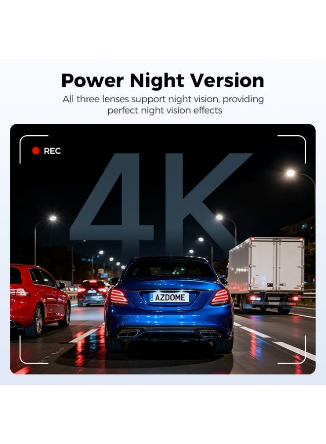 AZDOME M500 (Upgraded M550-max) Dash Cam Ultra HD 4K Front + 1K Rear & Interior, 2.99” Screen, WiFi Car DVR, Night Vision, 24H Parking Monitor - Image 4