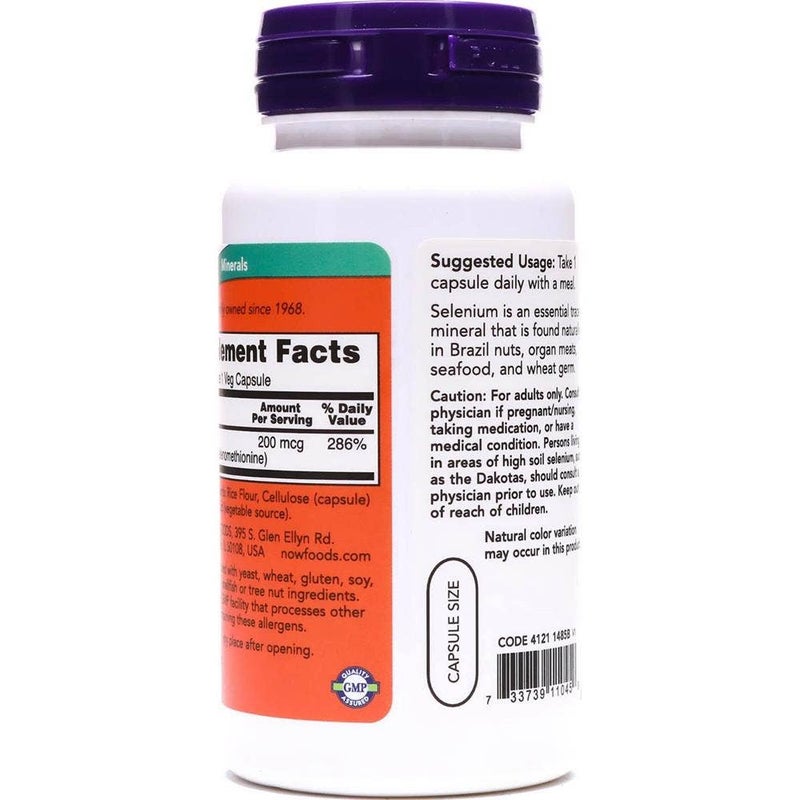 Now Selenium Supplement 200 mcg Capsules For Antioxidant Support, Pack of 90's - Image 2