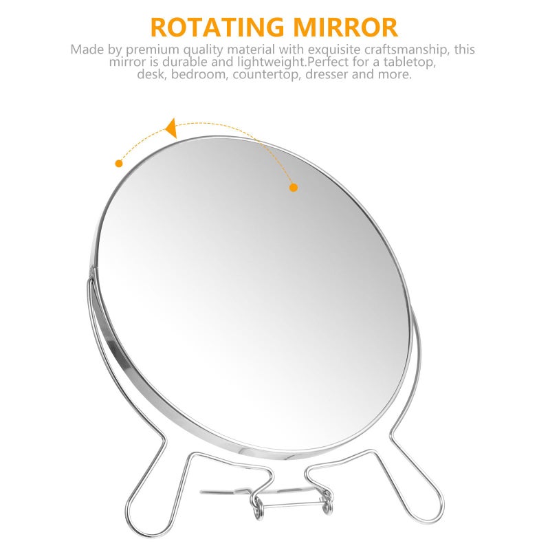 8 Inch Rotating Double Sided Metal Frame Makeup Mirror High Definition Glass Vanity Table - Image 5