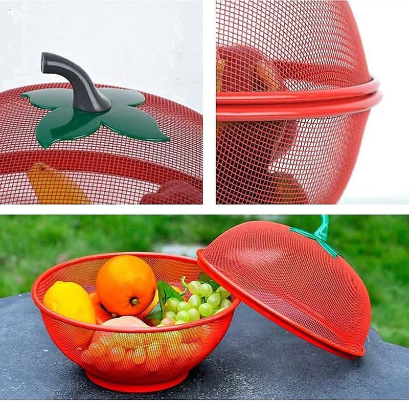 FAYBY Mesh Fruit Basket with Lid Countertop Produce Organizer Fruit Bowl with Net Cover Fruit Basket for Dining Table Kitchen Produce Storage Basket Decorative Fruit Holder 1 Pcs - Image 3